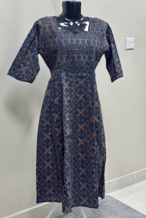 Blue Printed Maxi Dress