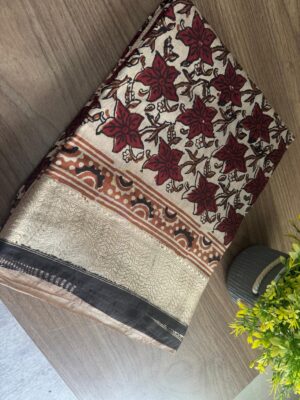 Maheswari Bagru Print Silk Saree