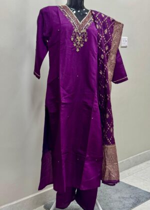 Bead work 3 Pcs Churidhar Set