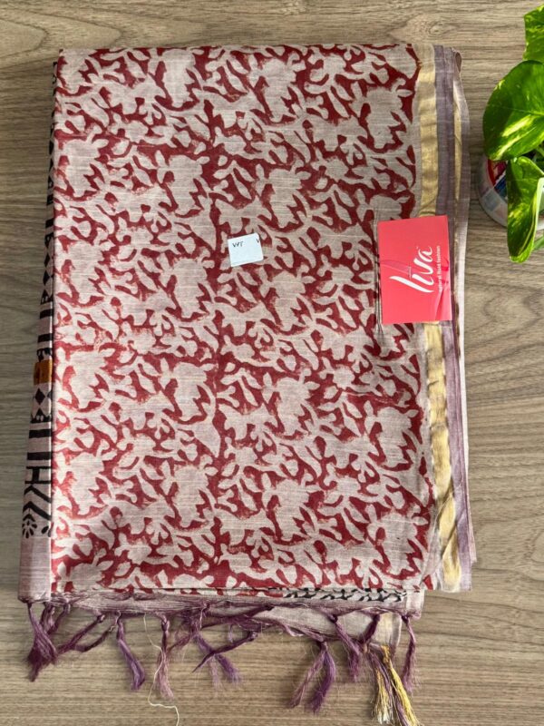 Bagru print Cotton Silk Saree - Image 2