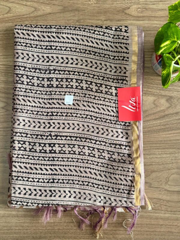 Bagru print Cotton Silk Saree - Image 3