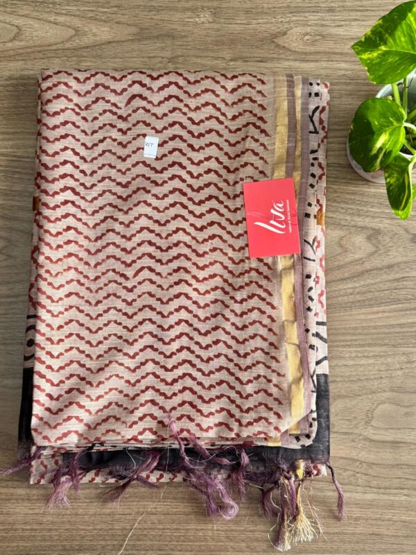 Bagru print Cotton Silk Saree - Image 4