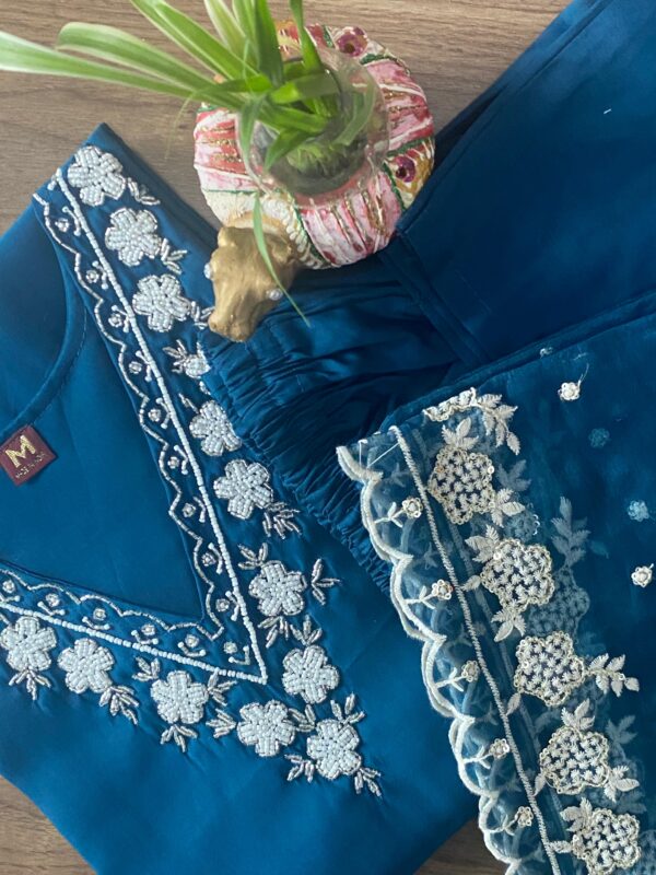 Bead work 3 Pcs Churidhar Set - Image 2