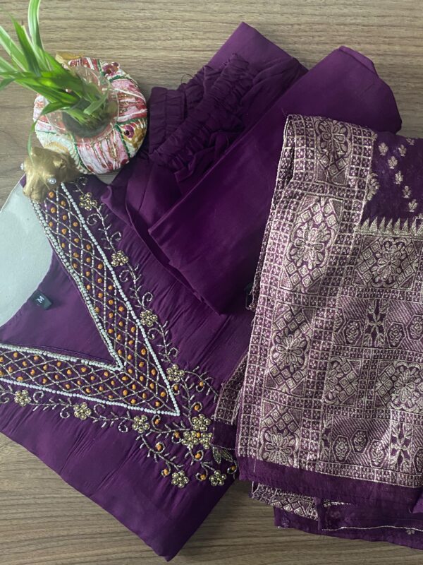 Bead work 3 Pcs Churidhar Set - Image 2