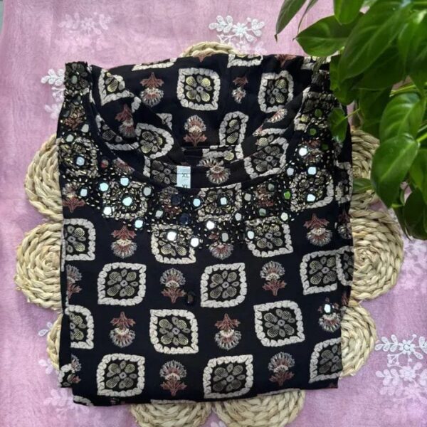 Cotton Mirror work  A-line Maxi Dress - Image 2