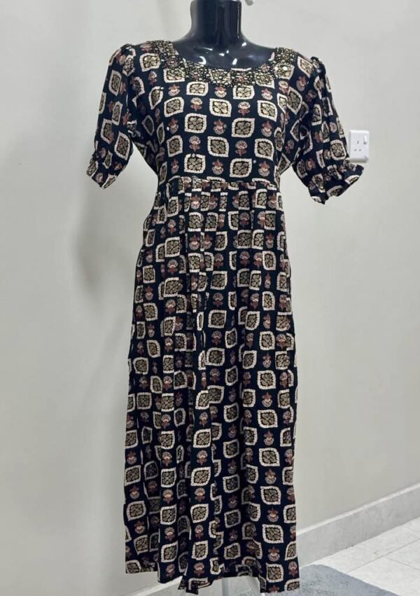 Cotton Mirror work  A-line Maxi Dress